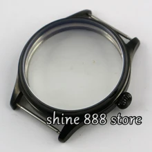 44 мм часы португальский классический черный PVD чехол SS Калибр ETA 6498 6497 едят движение