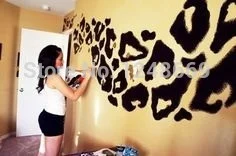 Jualan panas Cheetah cetakan Wall Decal Interior Home Vinyl Art Wall Decor untuk kanak-kanak Bilik hiasan hiasan pelekat PVC kalis air