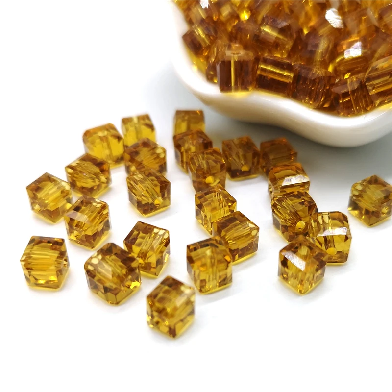 20 pcs/lot Crystal Glass Beads 6mm Crystal Glass Beads Accessories for Jewelry Making Square Shape Crystal Cube