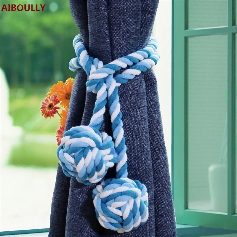 Buy AIBOULLY 2Pcs/Set 100 Cotton Rope Braided Curtain