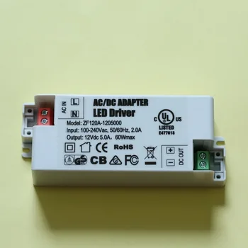 

50PCS/LOT UL/FCC/GS/CE/SAA Certification DC12V 5A 60W led driver power supply