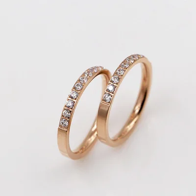 

Martick Super Shining Ring 316L Stainless Steel Rose Gold Color With Full Crystal Design Fashion Finger Jewelry For Women R18