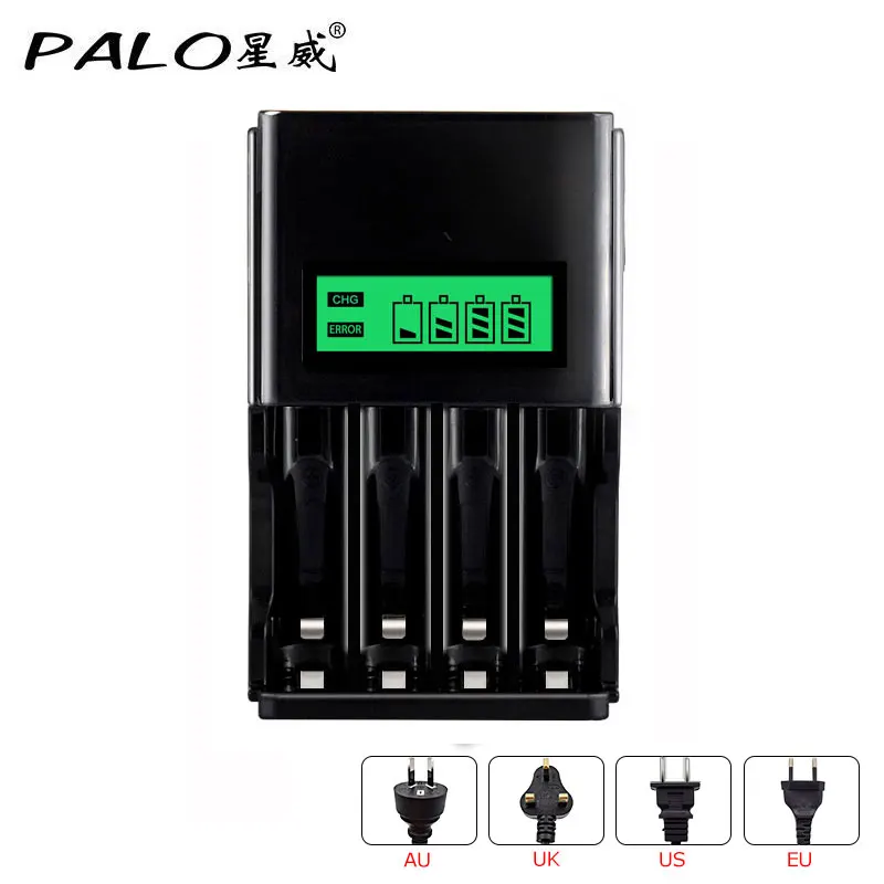 

4 Slots 1.2V AA AAA NIMH NICD Smart battery charger fast charge for rechargeable battery with LCD display with EU AU US UK plug
