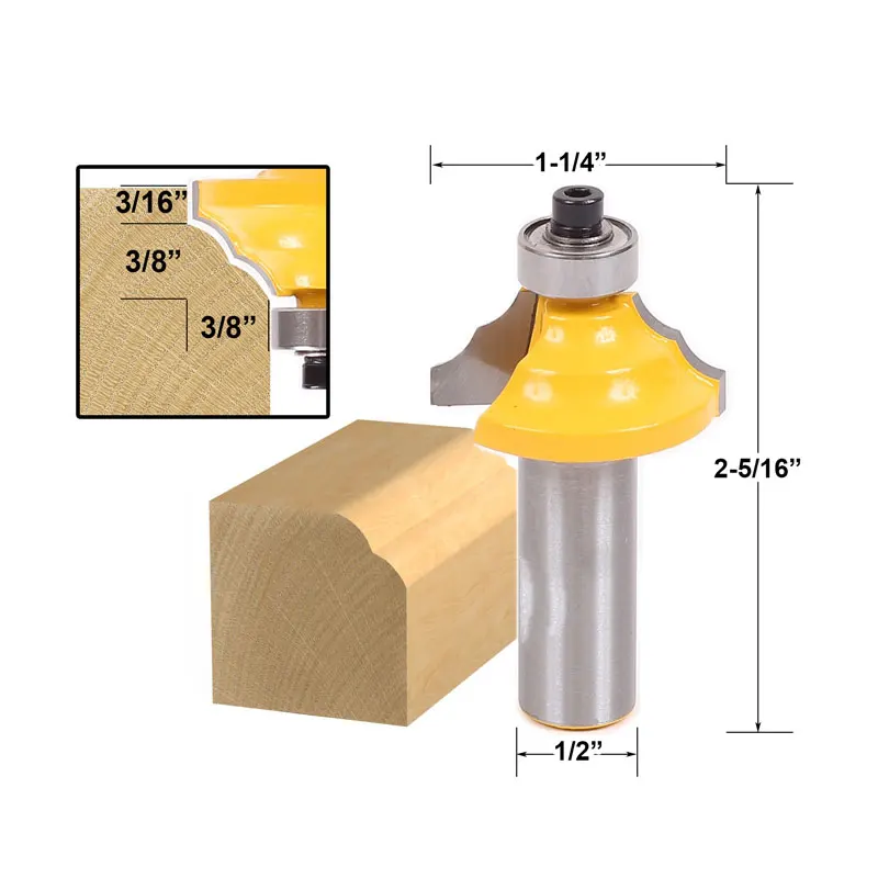 1pcs Double Round Over Edging Router Bit 1/2" Shank-in Milling Cutter