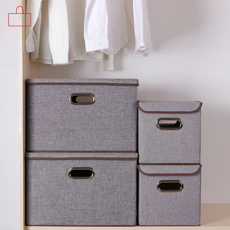 folding Square cotton linen clothing storage box large wardrobe Rectangle storage bin organizer