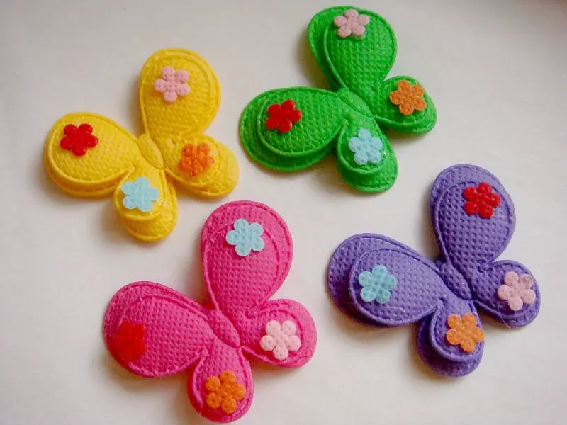 100 Padded Felt butterfly Appliques 4 colors Wholesalein Patches from