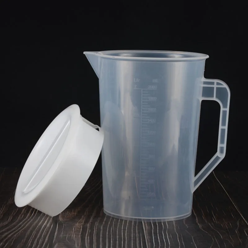 Большая емкость 5000 мл Градуированный пластиковый мерный стакан с крышкой с пластиковым холодным чайником кувшин для сока 3 - Цвет: White