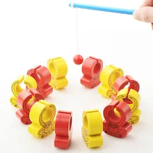 Деревянные головоломки игрушки Обучающие зрительно-моторная координация рыбной ловли дошкольно образовательная Рыбалка обезьяна игры для детей, подарок на день рождения