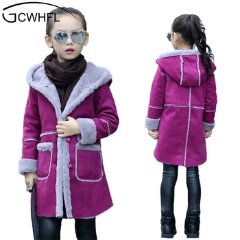 

Kids Outerwear For Girls Autumn and Winter Long Coat Children Velvet Jacket Warm Overcoat For 4-13Y Girls Clothes Winter