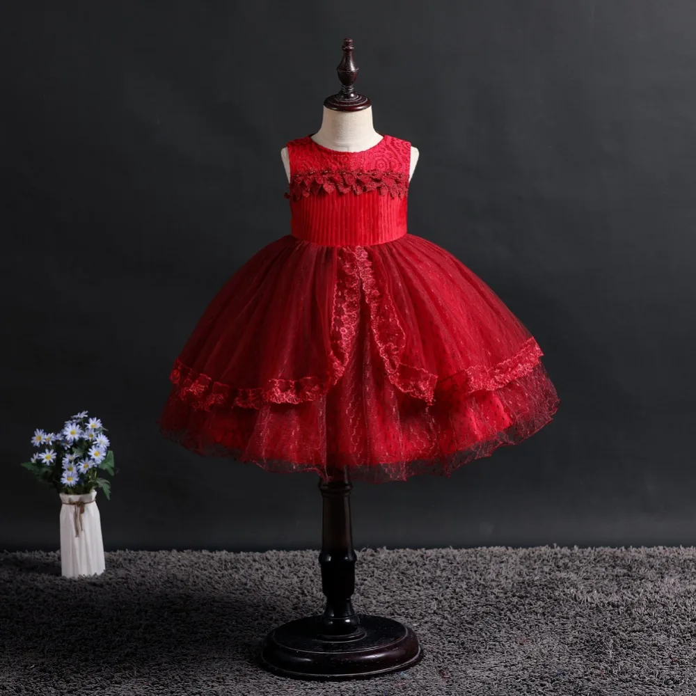 Кружевное платье-пачка принцессы с аппликацией из бисера; детское платье; костюм для девочек-подростков; платье для девочек на свадьбу, день рождения, выпускной; WG836