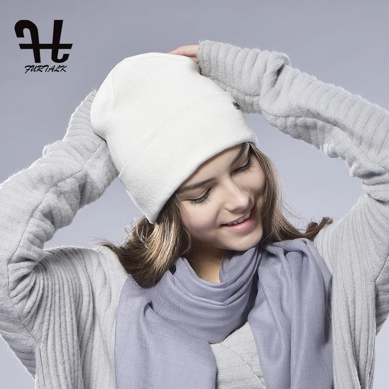 FURTALK unisex women's Spring Wool Watch Cap Spring Beanie Knitted Hat Skull Cap Women Wool Hat