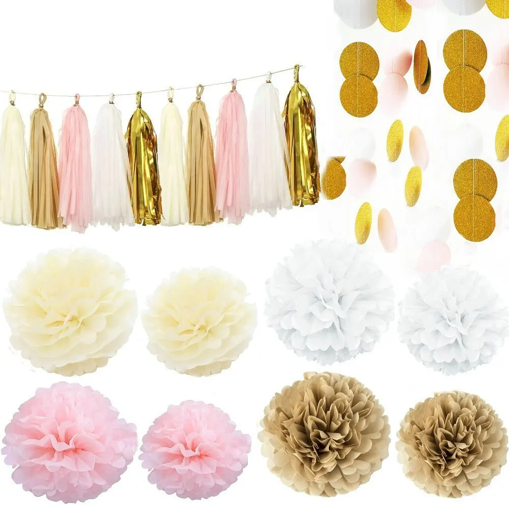 35pcs/set free shipping paper flower balls paper garland paper tassel