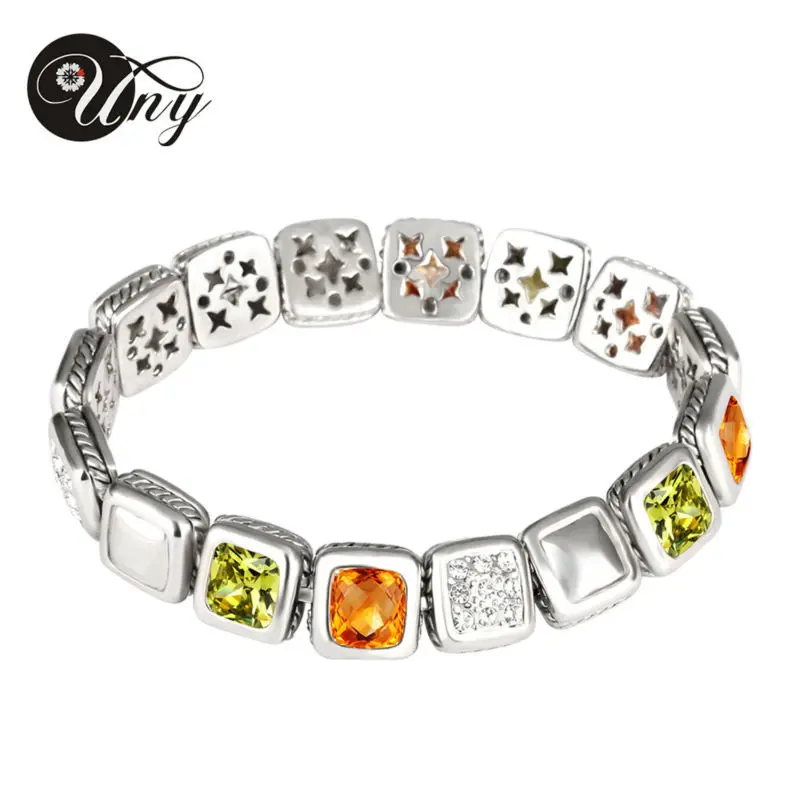 

UNY 2015 New Fashion David Design Luxury Crystal Jewelry Alloy Bracelets & Bangles Rhinestone Olive green Bracelet For Women