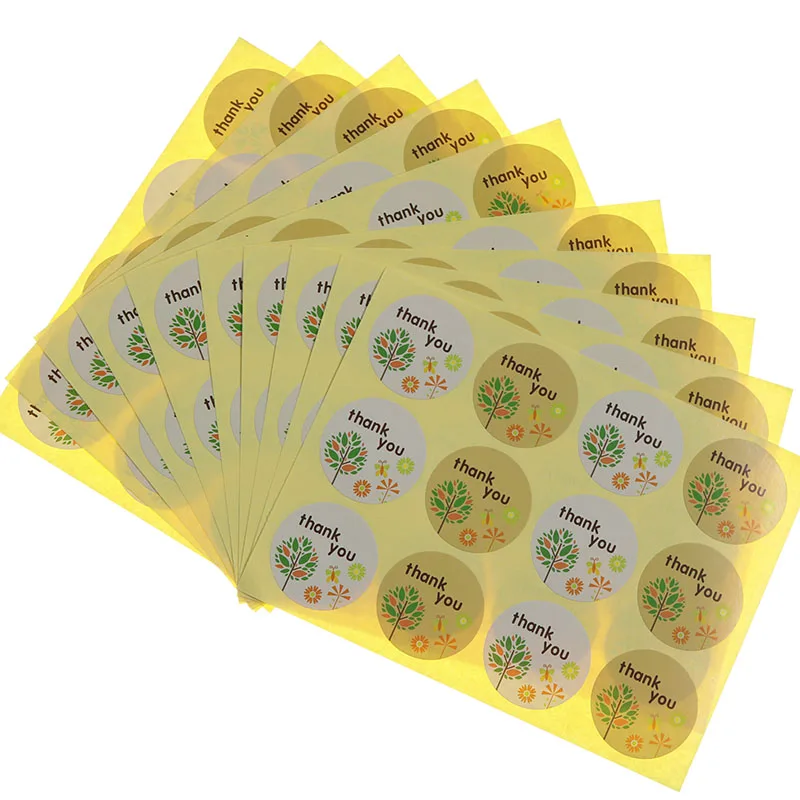 

120pcs/10 Sheets Label Small Tree Thank You Round Seal Stickers Biscuit Bag Cake Baking Packaging Gift Decoration Stickers