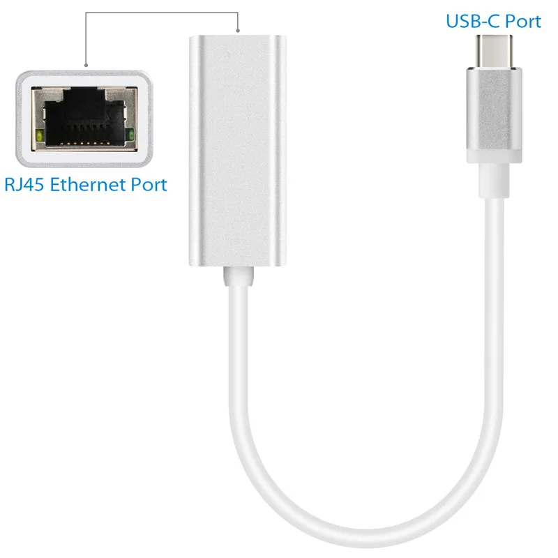 JZYuan USB C Ethernet адаптер сетевой карты USB-C для оптоволкна вай-RJ45 локальной сети для MacBook Windows 7/8/10 Тип C Ethernet 10/100/1000 Мбит/с