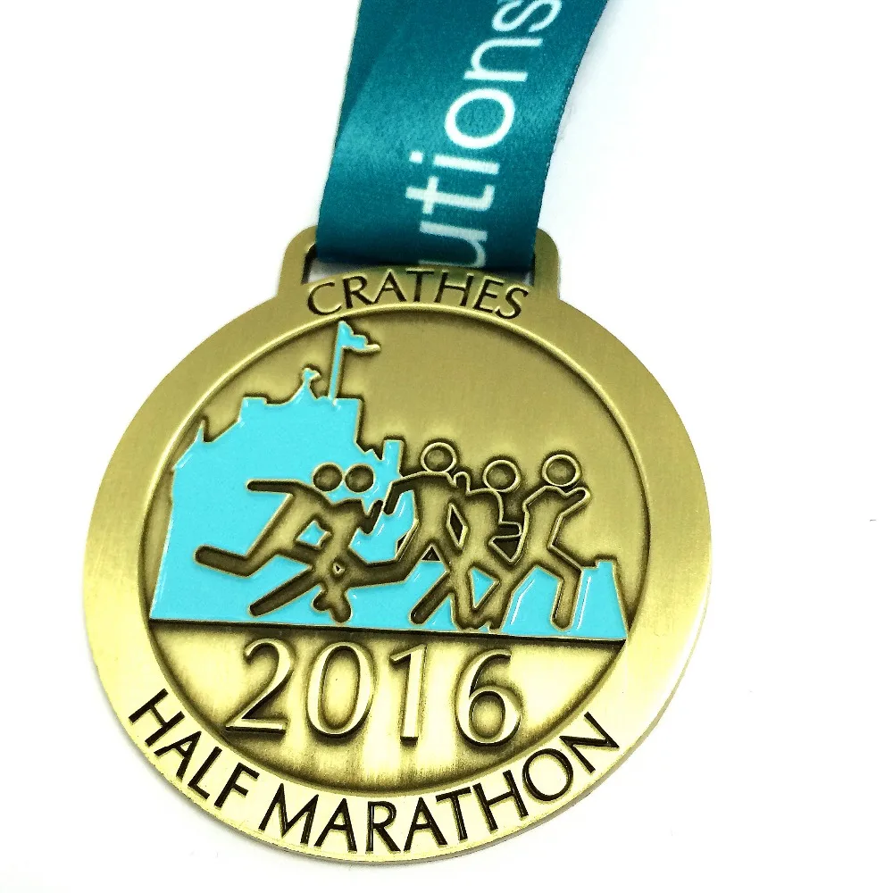 

customized runnning medal engraved / embossed logo with cotton ribbon--50.8mm diameter-200pcs