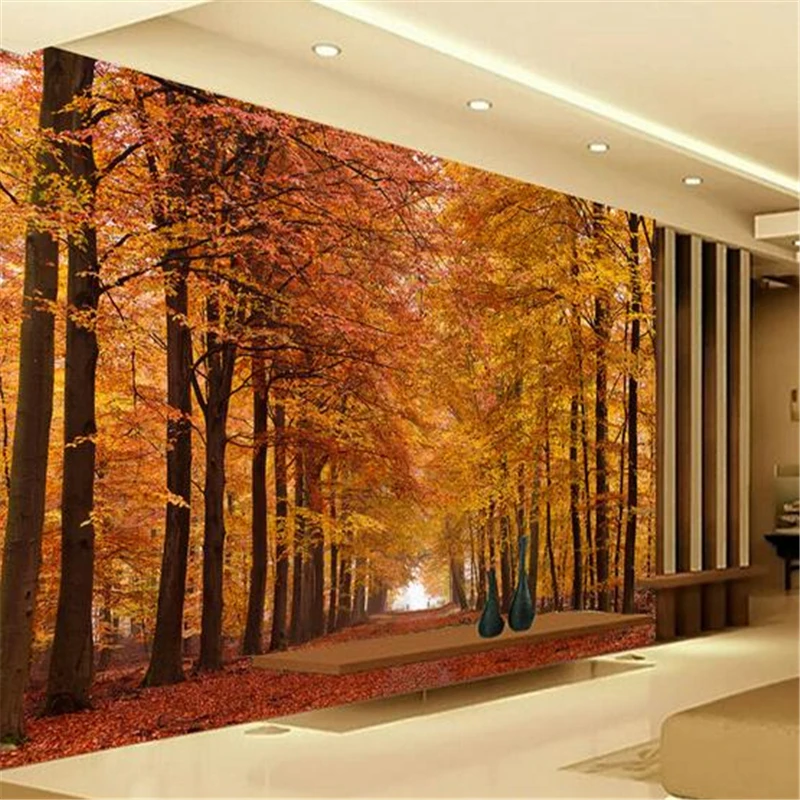 3D Stereoscopic Custom Photo Wallpaper Large Living Room Bedroom TV Background Wall Mural Autumn Forest Wallpaper Home Decor