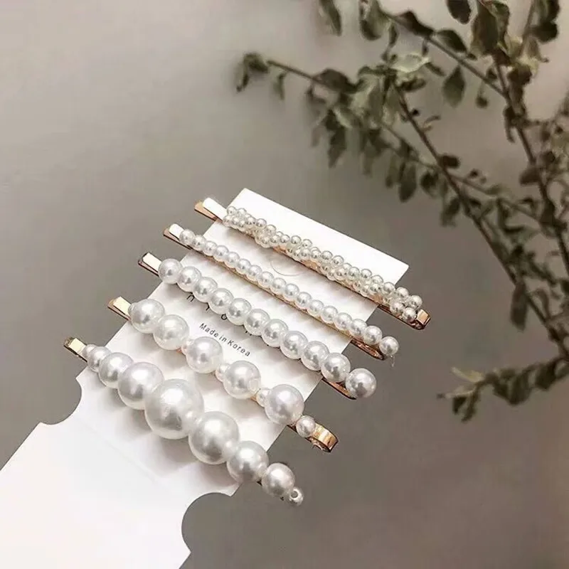 5pcs/lot Big Small Imitation Pearl Beads Hair Clips Hairpins for Women Fashion Hair Jewelry Simple Barrettes Wholesale