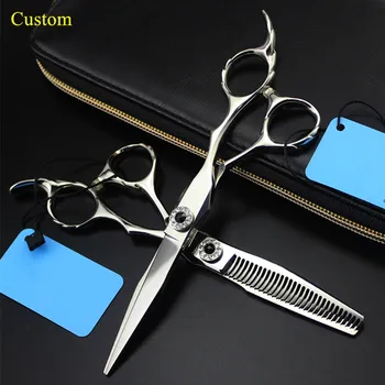 

Custom name professional japan steel 6 inch cut hair scissors cutting makas barber salon thinning shears hairdressing scissors