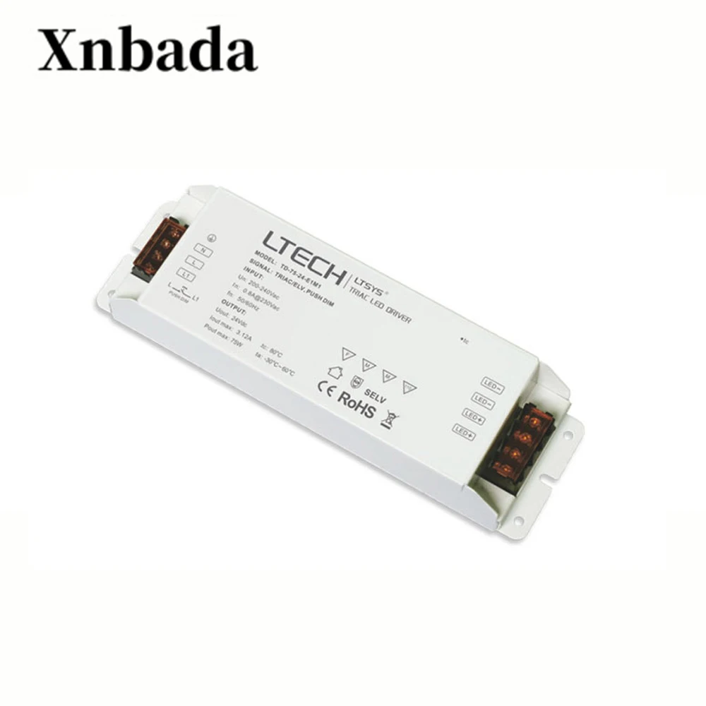 

LTECH TD-75-24-E1M1 intelligent led Driver DC 24V 3.1A 75W Output Constant Voltage Led Triac Dimmable Driver