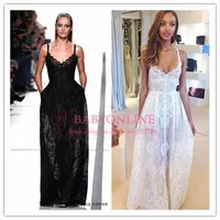 Spaghetti See Through Sheer Long Sexy A Line 2014 Lace Prom Dress All White Dress Party Dress Elie Saab Evening Dress BO5800