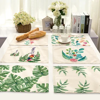 

CAMMITEVER 2pcs/set Southeast Asia Fresh Leaf Flower Floral Table Mat Heat Insulated Pad Placemat Tablemat Kitchen Accessories