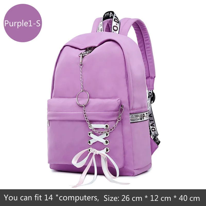 Модная школьная сумка для девочек, Женский школьный рюкзак для ноутбука, детские школьные сумки для девочек-подростков, женские серые рюкзаки, Mochila Escolar - Цвет: Purple1-S
