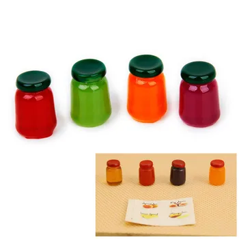 

4 bottles of food flavor mix fruit jam Food Store 1/12 Miniature doll house