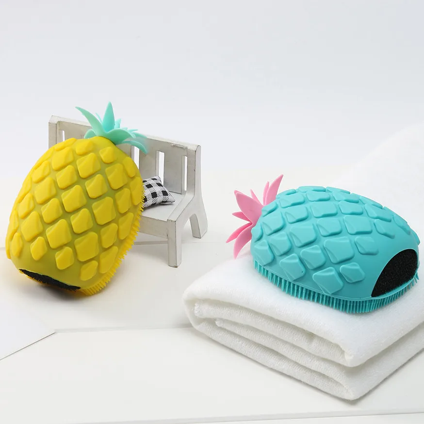 Lovely Pineapple Silicone Massage Bath Brush Face& Body Scrub Tool soft Silicone Massage Bath Brush Bathroom Accessories BB4