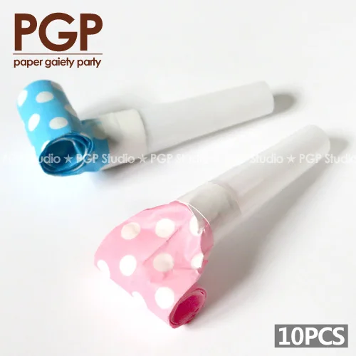 

[PGP] Pink & Blue Polka Dot Blowers 10pcs, Blowout for Boy Girl Kids Birthday Children's Day Baby shower Party