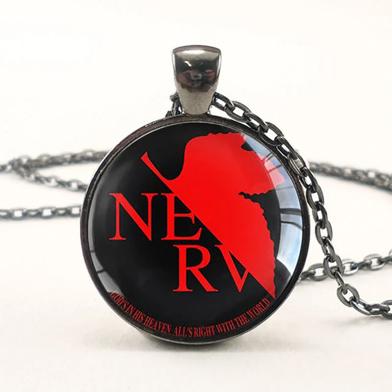 

NEON GENESIS EVANGELION Anime Pendant Necklace Cosplay Gift Pendant Nerv Loggo Glass Dome Jewelry