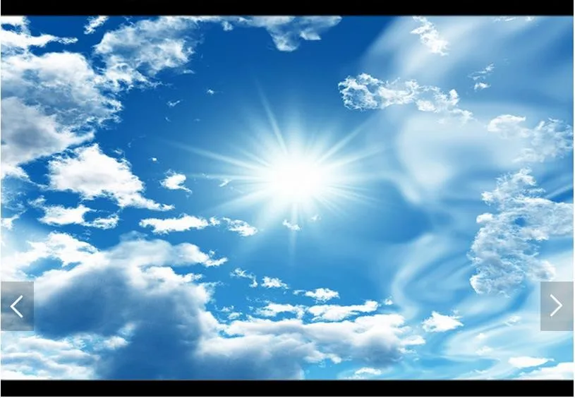 Пользовательские фото обои 3d потолочные обои фрески голубое небо белые облака солнце установка Настенная роспись 3d обои для гостиной