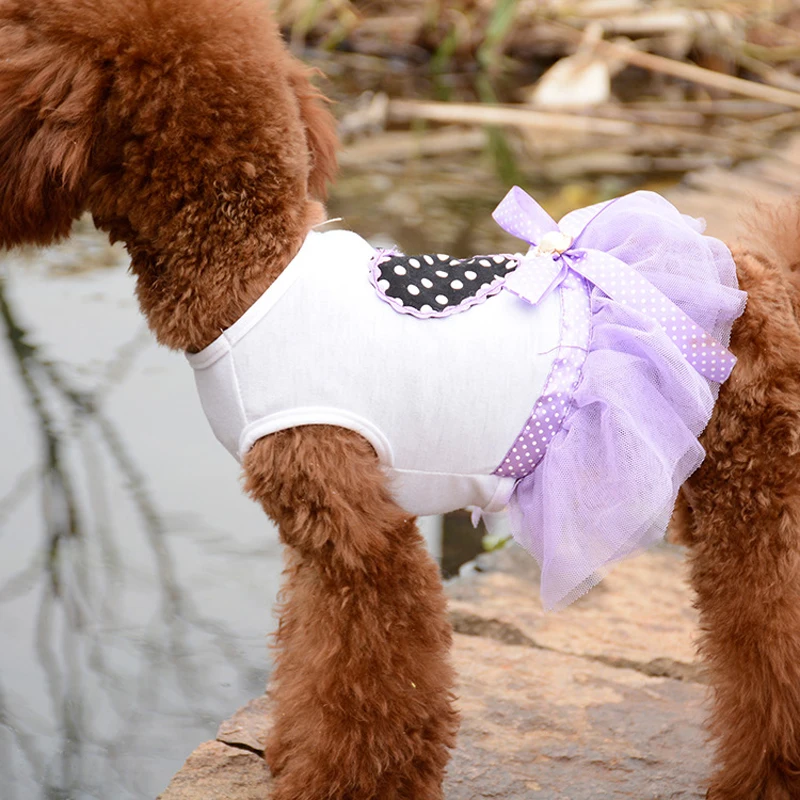 New Cute Pink Purple Lace Dogs Dresses Dog Clothes Summer Spring Cloth