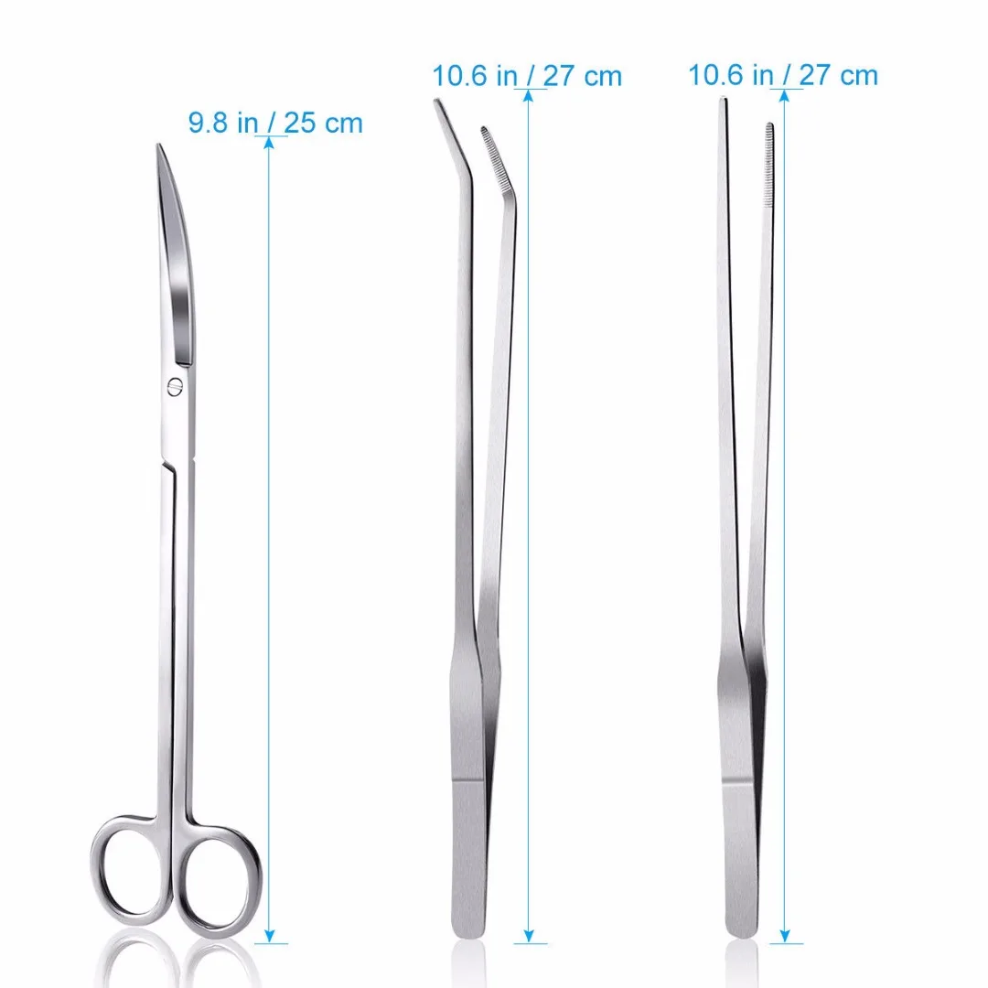 3/5Pcs Aquarium Tools Kit Aquascaping Tank Aquatic Plant Tweezers Scissors Stainless Steel Tool