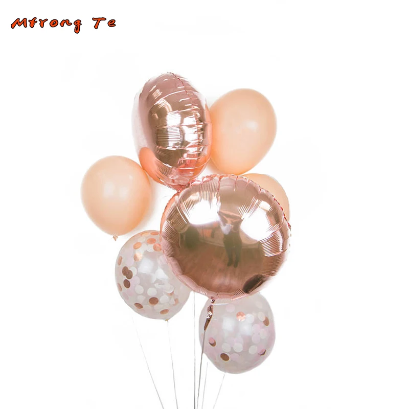 

7pcs 12 Inch rose gold Confetti latex Balloons party decrations bachelorette bridal shower Wedding & Engagement Party Balloon