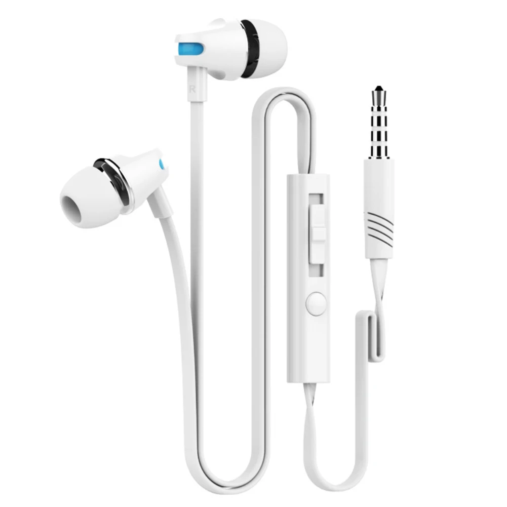Flat Noodle Cable Stereo 3.5mm Wired In ear Earbuds Earphone for iPhone