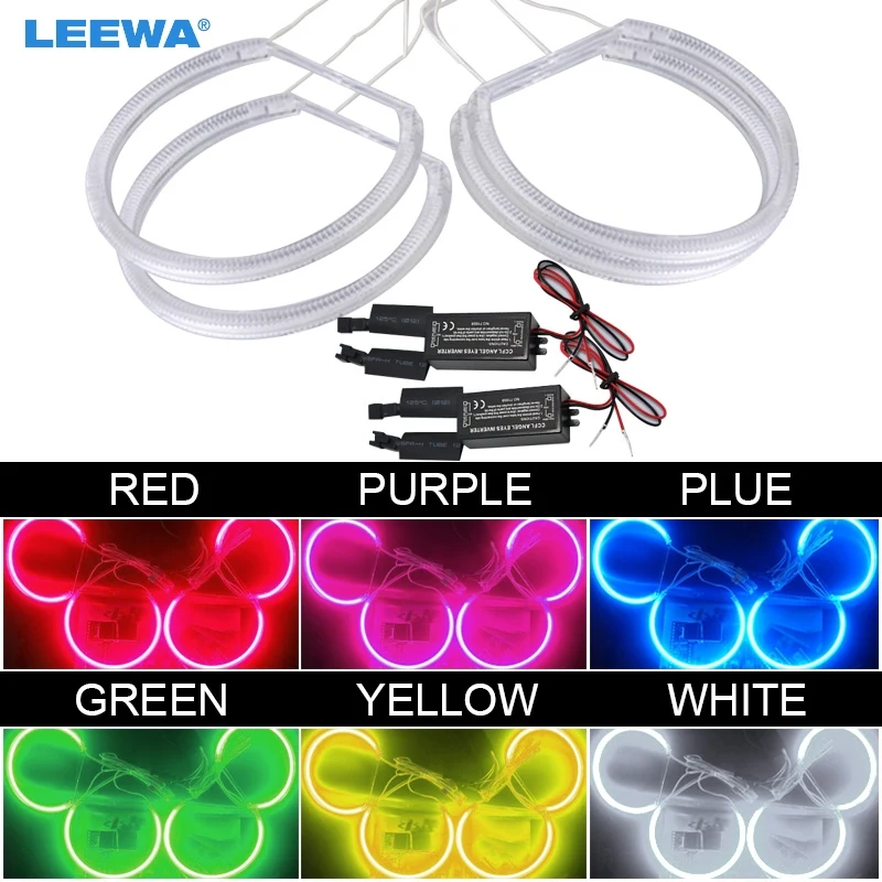 

LEEWA 4X131MM Car Headlight CCFL Angel Eyes Light Halo Rings Kits For Lada VAZ 2106 Car-Styling White DRL #CA1272