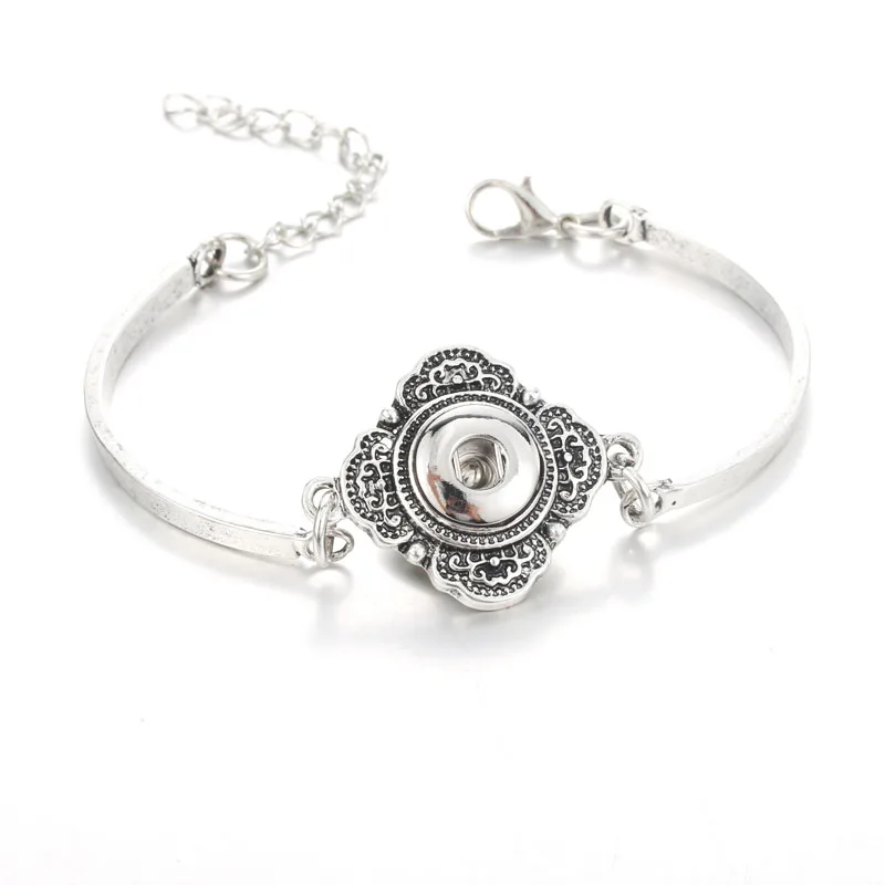 

Snap Button Bangles & Bracelet Silver Color Jewelry 12mm Snaps Button Chain Bracelet charm bracelet Snap Jewelry women