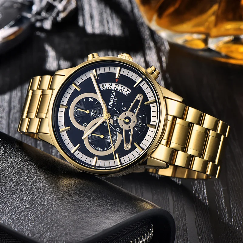 Kaufen NIBOSI Männer Uhren Luxus Top Marke Männlichen Chronograph Uhr Military Armee Wasserdicht Quarz Armbanduhr Relogio Masculino