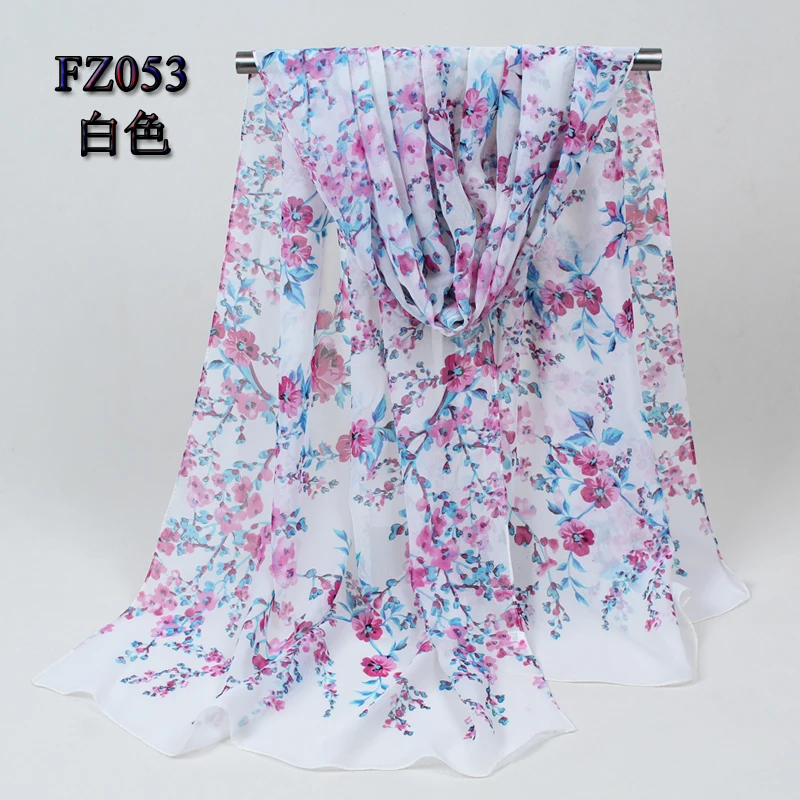 FZ053 white Новинка, модный стиль, печать длинный шарф, Женская шаль из шелка и шифона, тонкие шали, печать, полиэстер, шарфы, зимние,, FZ053 - Цвет: FZ053 white