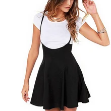 Женская черная юбка с лямками на плечах плиссированная юбка комбинезон новая популярная школьная юбка с высокой талией для девочек