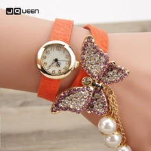 High Model Quartz Watches Girls Bracelet Diamond Butterfly Pendant Wristwatch Lengthy Chain Laps Twist Clock Relogio Feminino