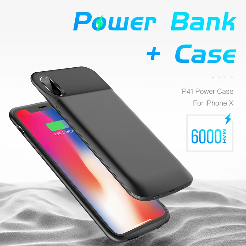 

ROCK Battery Charger Case 6000mAh External for iPhone X Portable External Backup Battery Charger Case for iphone X power bank