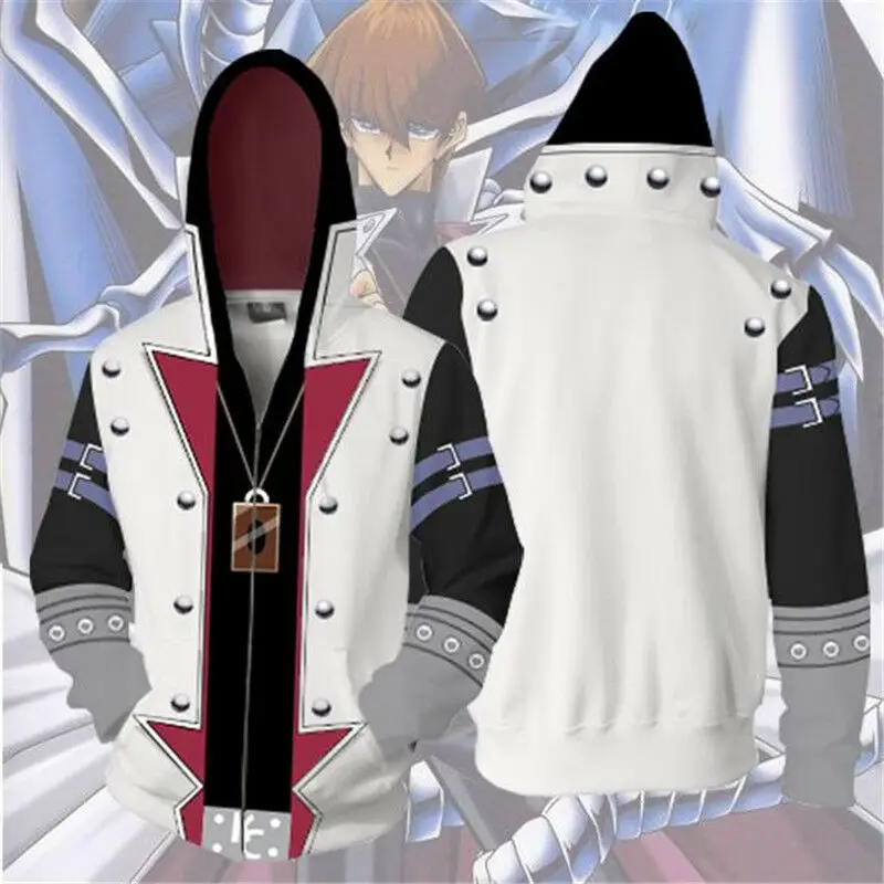 Yu-Gi-OH Anime Hoodie Sweatshirt Seto Kaiba Cosplay Hooded Coat Jacket Costume 