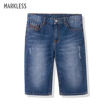 Markless летние джинсовые шорты мужские хлопковые тонкие повседневные пляжные шорты Бермуды мужские джинсовые шорты в полоску NZA8052M