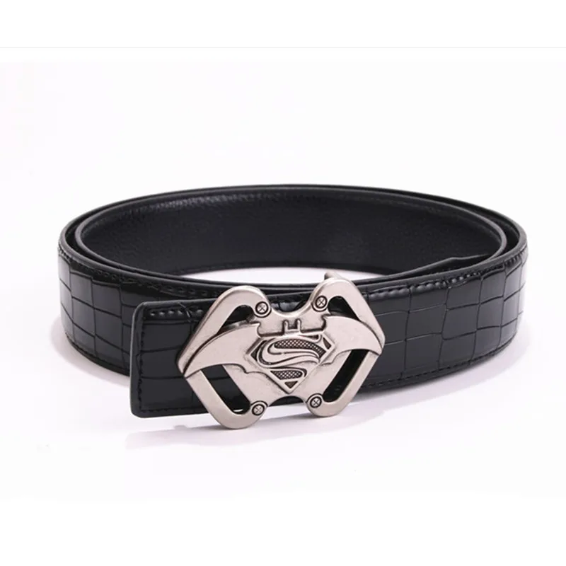 

2017 Men's Luxury Belt Superman Smooth Button Crocodile Genuine Leather Belt Men's Accessories Casual Belt Free Shipping