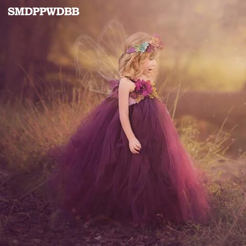 SMDPPWDBB Girls Dresses Ball Gown Princess Wedding Party Flower Dress Girls Summer Party Clothes kids Photography