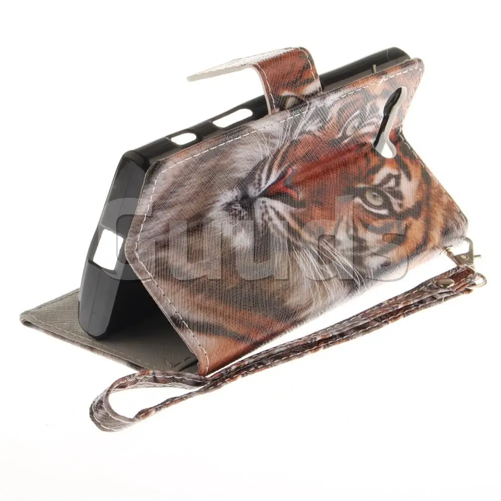 Siberian Tiger Hand Strap Leather Wallet Case for Sony Xperia X Compact X Mini