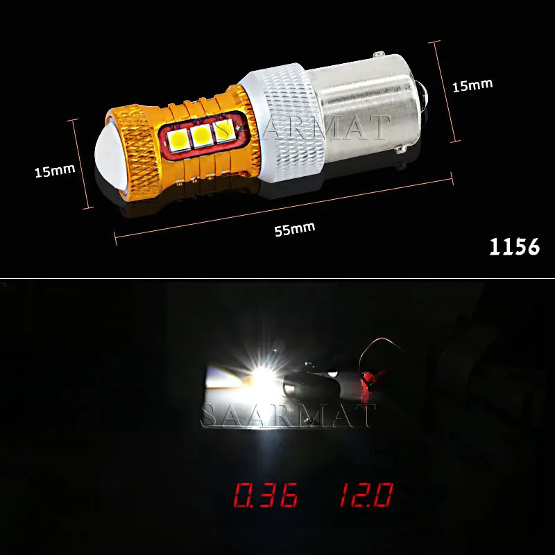 2x1156 BA15S P21W 1200LM светодиодный лампы дальнего света DRL обратный светильник для VW