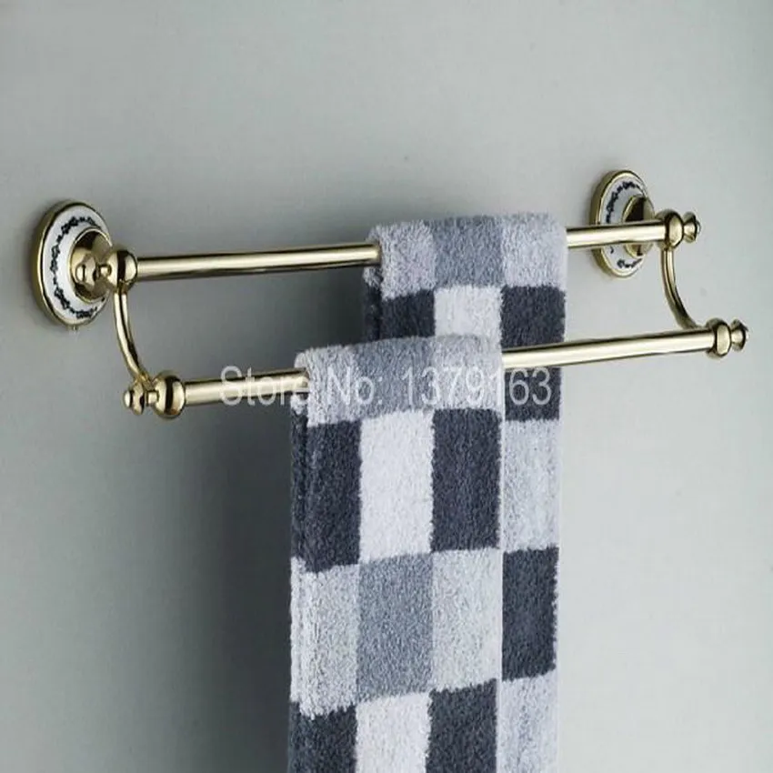 Cold Color Brass Ceramic Base Bathroom Accessory Wall Mounted Double